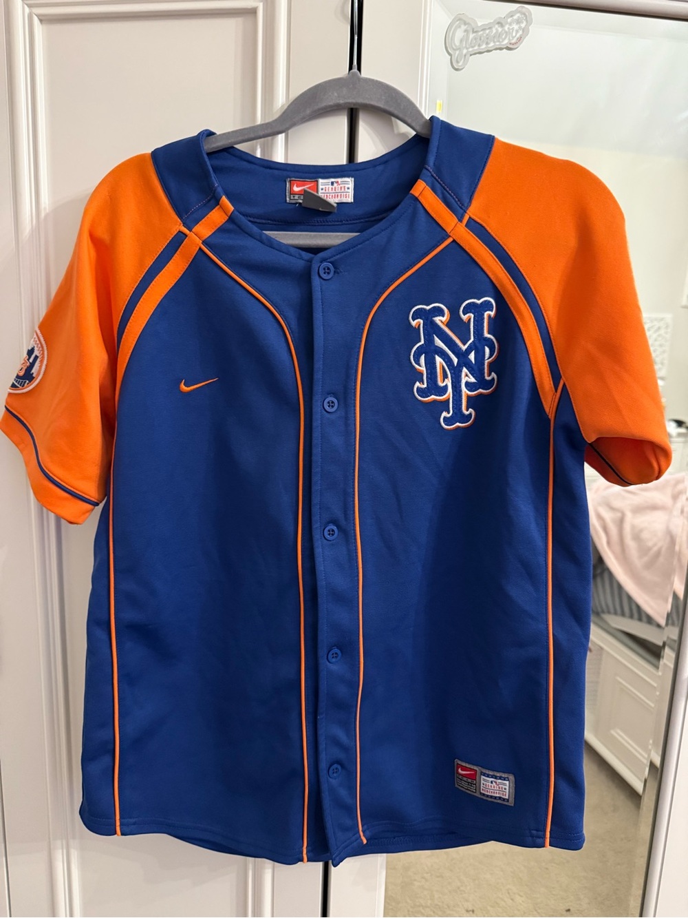 Nike Kids Mets Royal Blue and Orange Wright Baseball Jersey